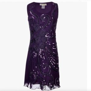 NWT 1920s sleeveless purple sequin dress